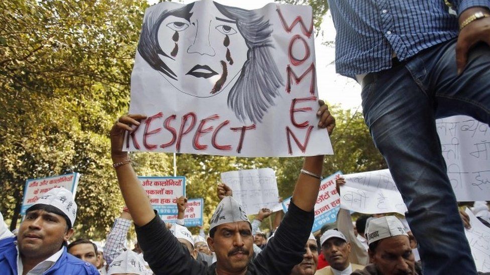 Supporters of Aam Aadmi (Common Man) Party (AAP) protest against the rape of a female taxi passenger, in New Delhi December 8, 2014.