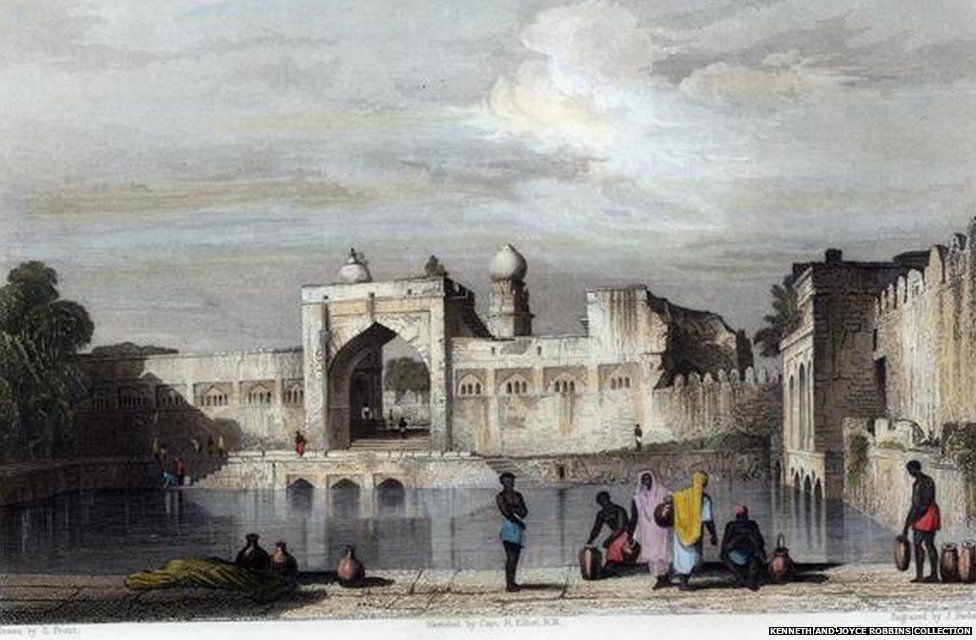 Painting of a water reservoir built by Abyssinian eunuch Malik Sandal in the 17th Century