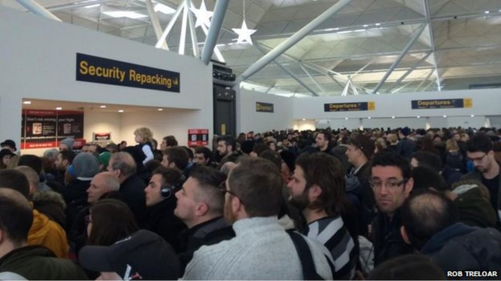 Stansted delays after Ryanair passengers 'go through wrong door' BBC News