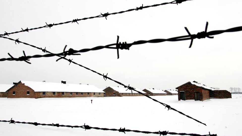 Barbed wire around Auschwitz (file photo)