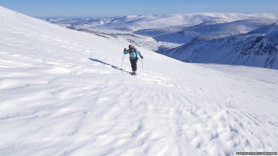 Hard packed wind blown snow in Northern Cairngorms