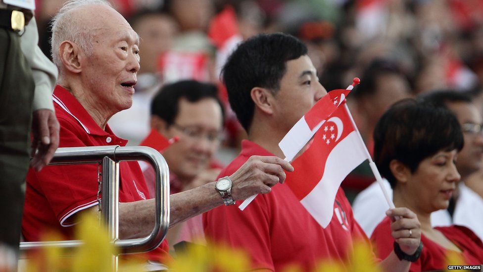 Lee Kuan Yew at National Day celebrations in Singapore (09 Aug 2014)