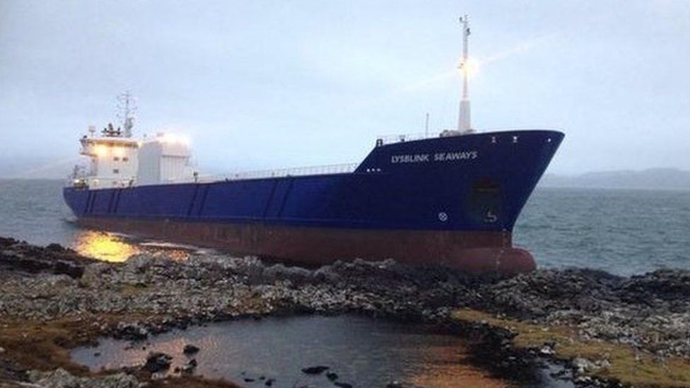 Large Cargo Ship Stranded - BBC Newsround