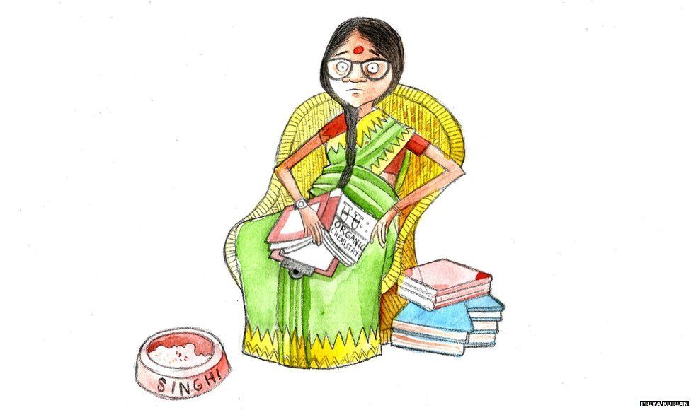 A woman sitting by a cat's food bowl