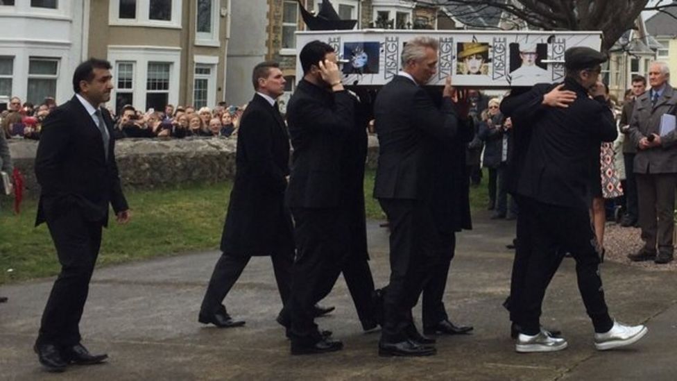 Steve Strange funeral Boy and Spandau brothers carry coffin