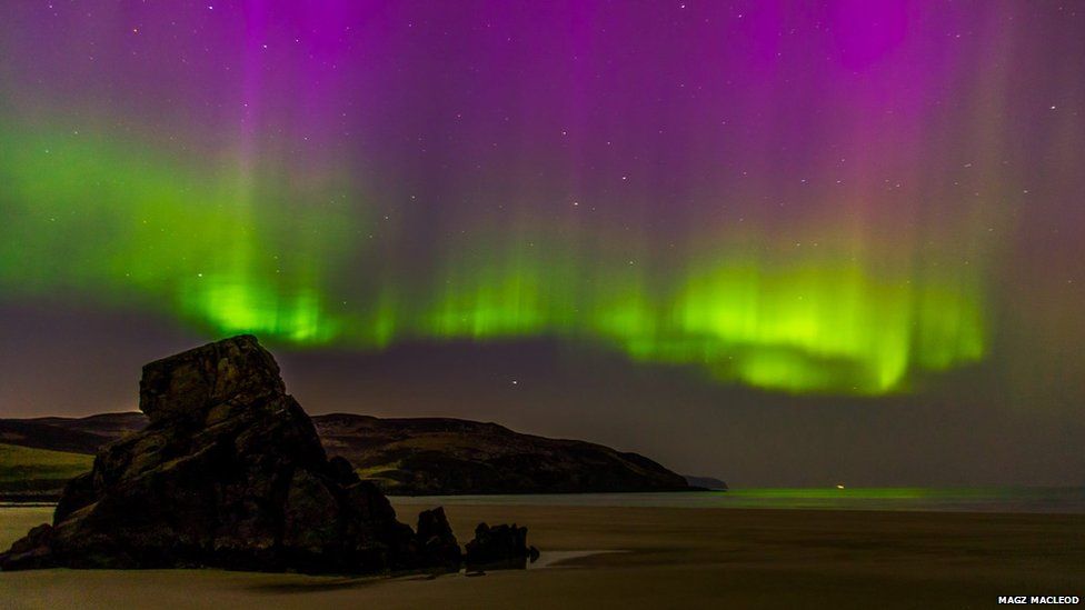 Light Show Aurora Borealis Over Scotland Bbc News