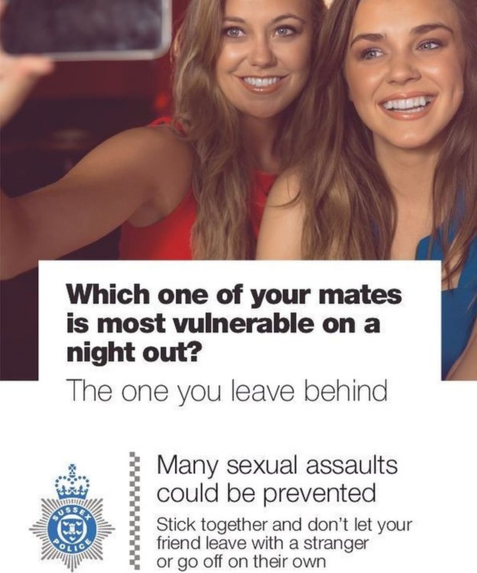 Sussex Police Defends Victim Blaming Campaign Poster Bbc News