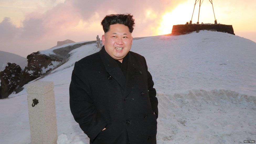 Kim Jong-Un on top of a mountain