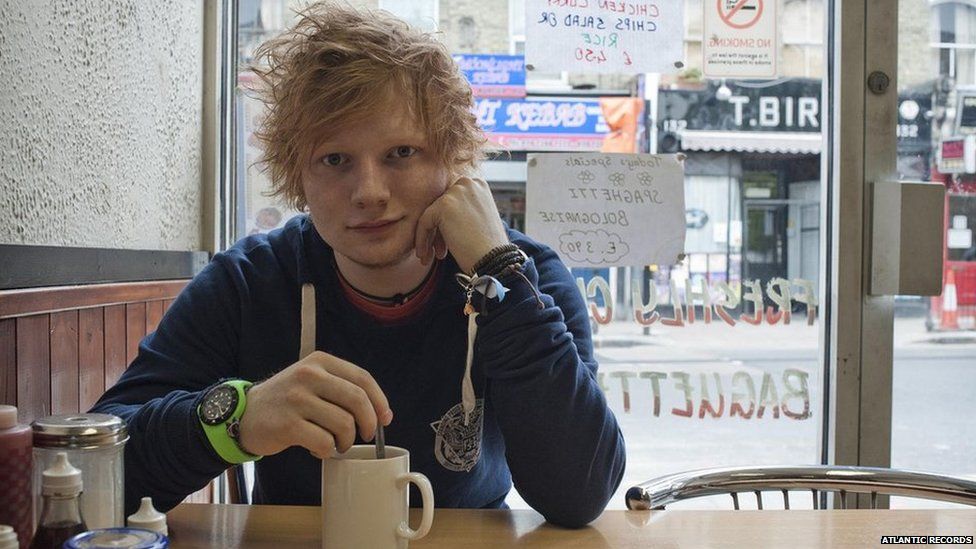 Ed Sheeran in a cafe