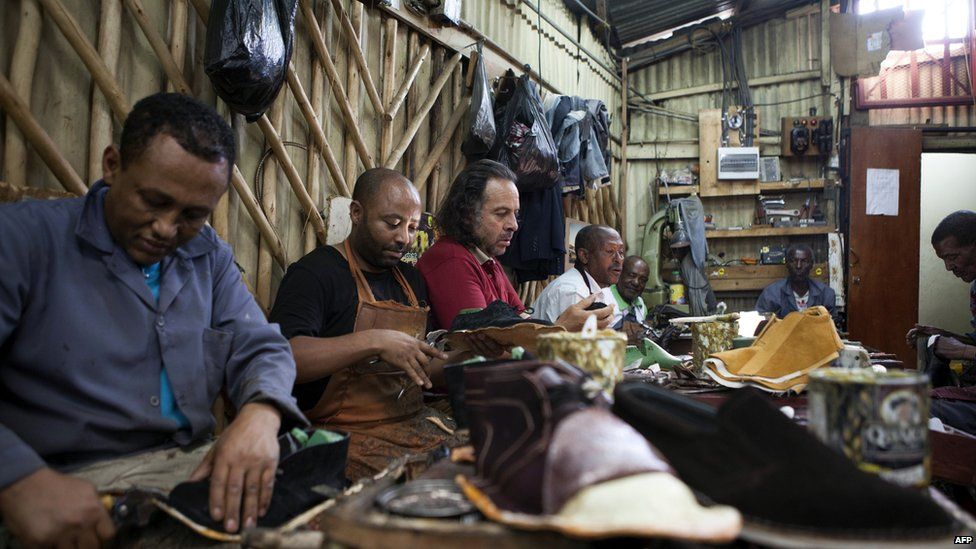 Workers at a shoe factory in Addis Ababa, Ethiopia - Monday 20 April 2015