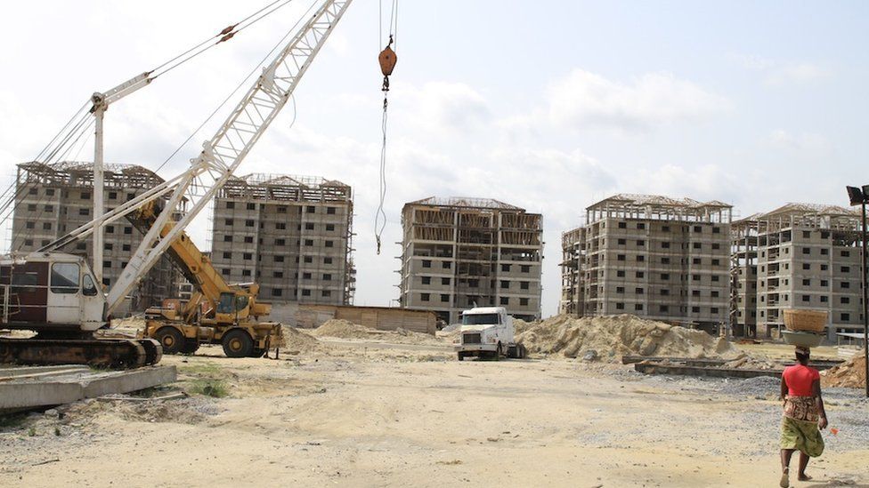 An estate being built on reclaimed land on Lagos Island and Ikoyi, Nigeria