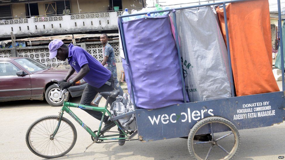 Wecycler cyclist in Lagos, Nigeria
