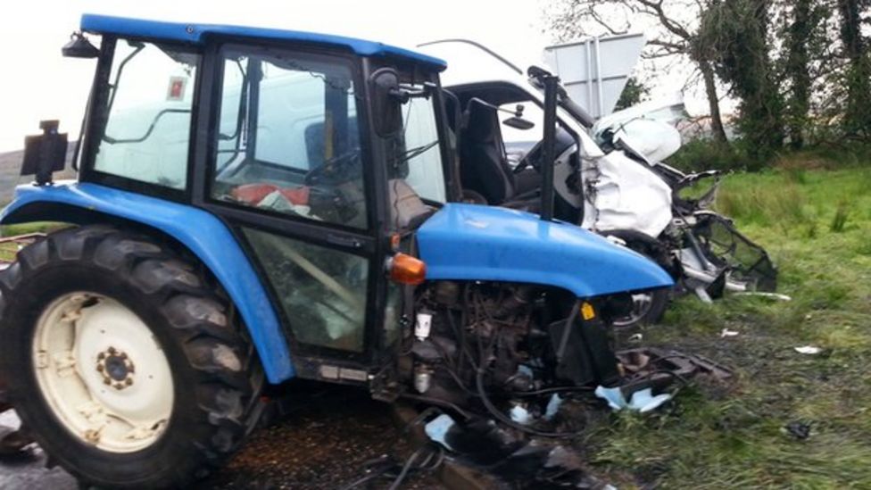 Limavady crash: Six taken to hospital after tractor campervan crash ...