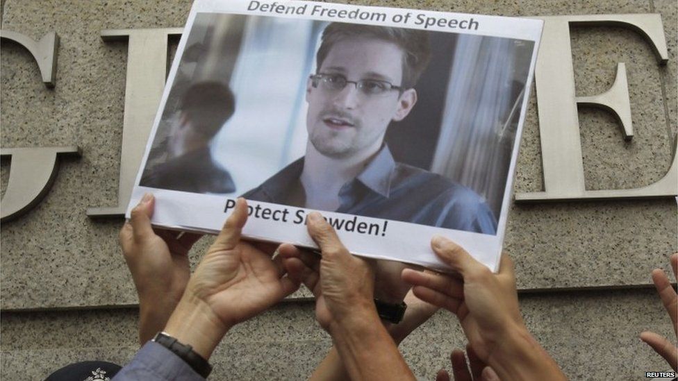 Snowden protest in Hong Kong