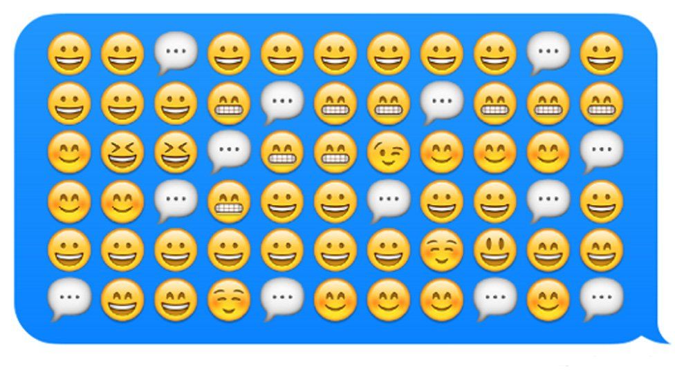 A row of smiley faces, are these replacing language?