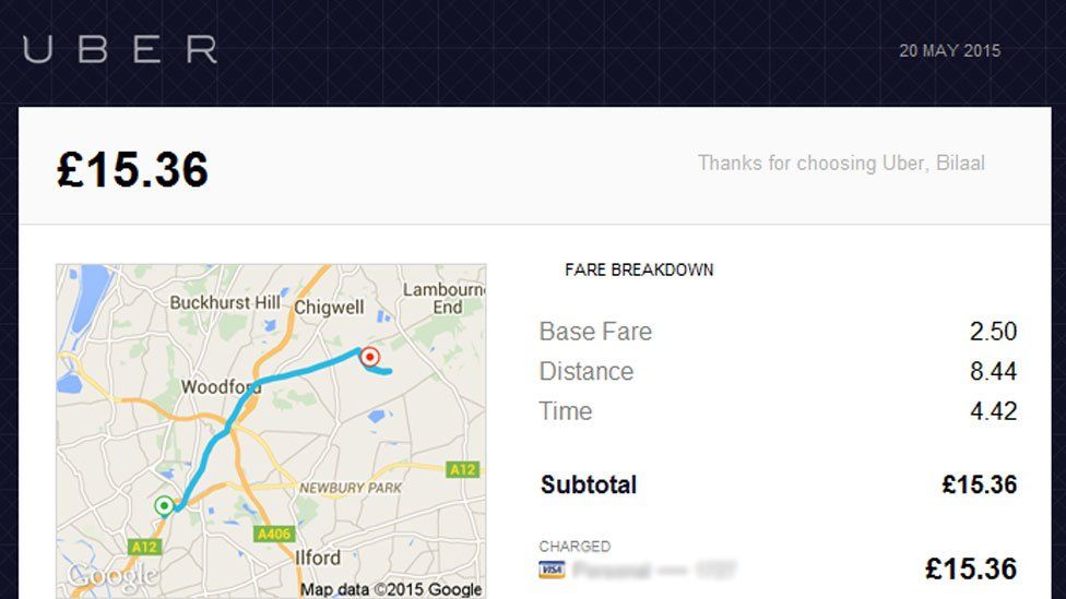 Uber fare page