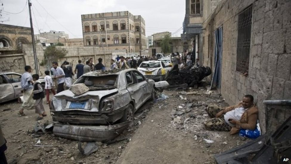 Yemen conflict Sanaa commando base strike kills dozens BBC News