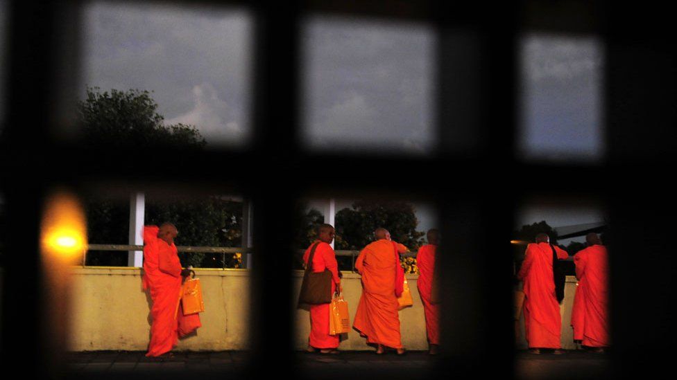 Buddhist monks at the Bodu Bala Sena (BBS) or Buddhist Force convention in Colombo on September 28, 2014.
