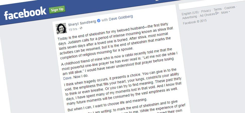 An excerpt from Sheryl Sandberg's Facebook post