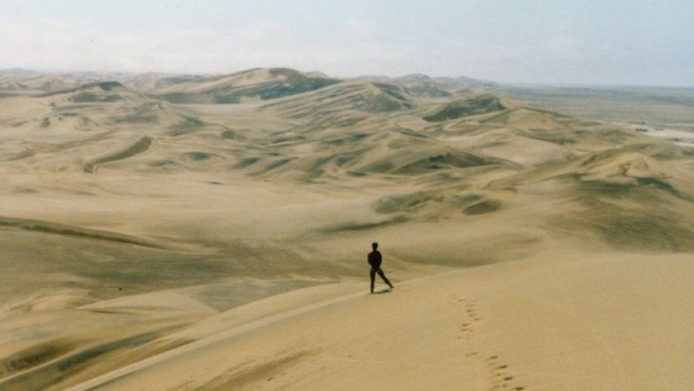 Ebert in the Namibian desert, 1987
