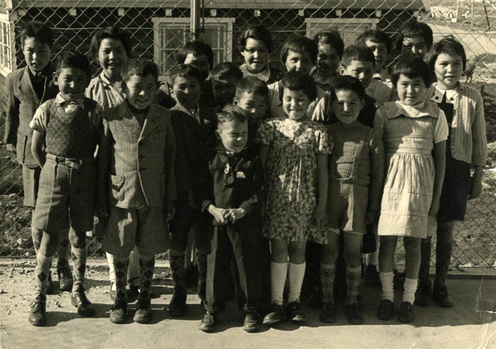 The children gathered together in Greenland
