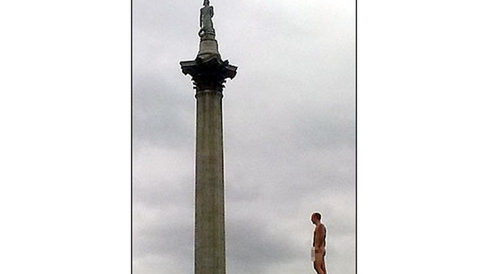 Justin Holwell appeared naked on a plinth in 2009.