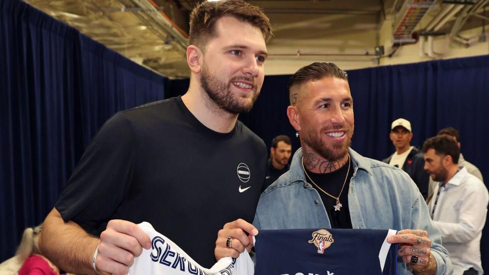 Luca Doncic and former Spain defender Sergio Ramos