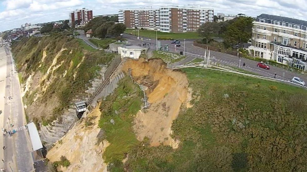 The landslip at East Cliff in Bournemouth