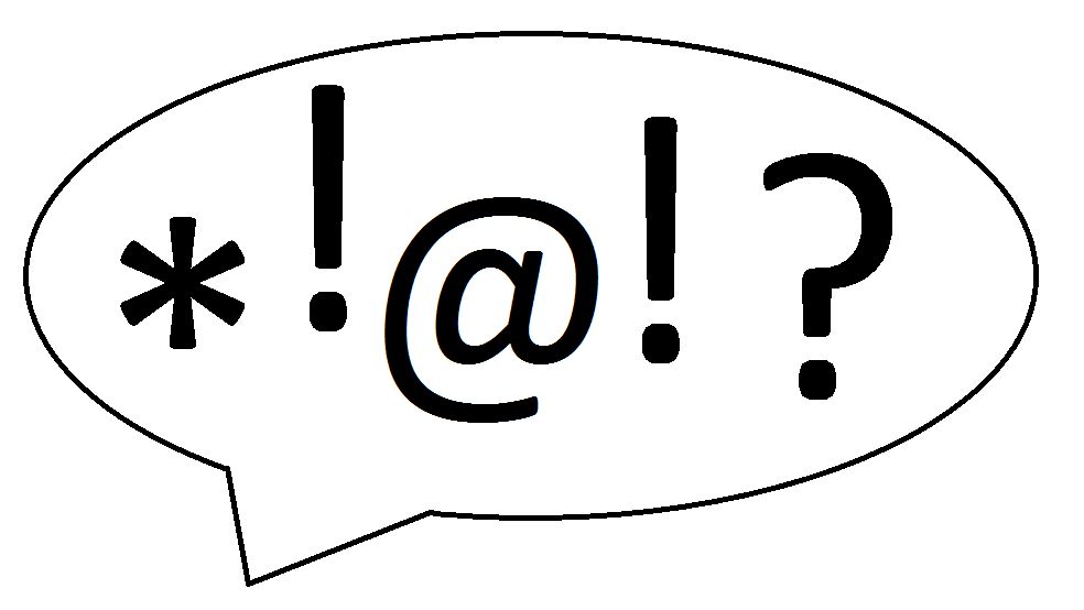 Speech bubble showing asterisk, exclamation and question marks, and the @ sign