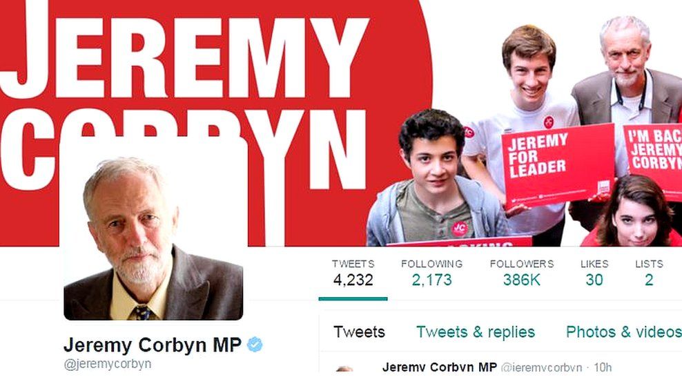 Jeremy Corbyn's Twitter page