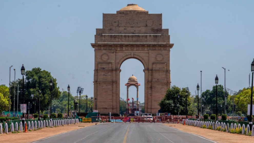 A deserted view of an empty historic India Gate, as nationwide lockdown continues over the highly contagious coronavirus (COVID-19) on March 30, 2020 in New Delhi, India.