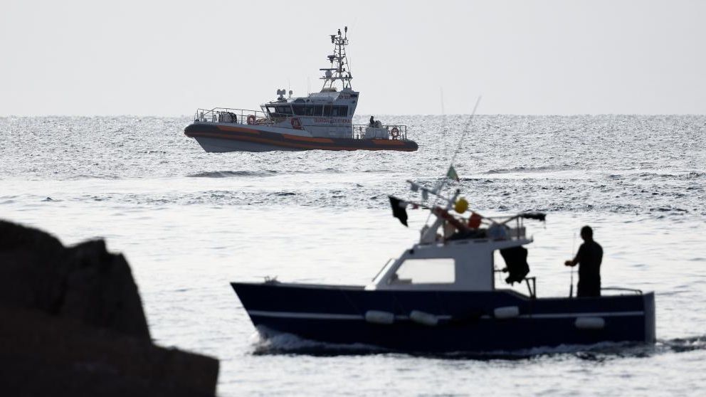 Rescue boats off the coast of Sicily 