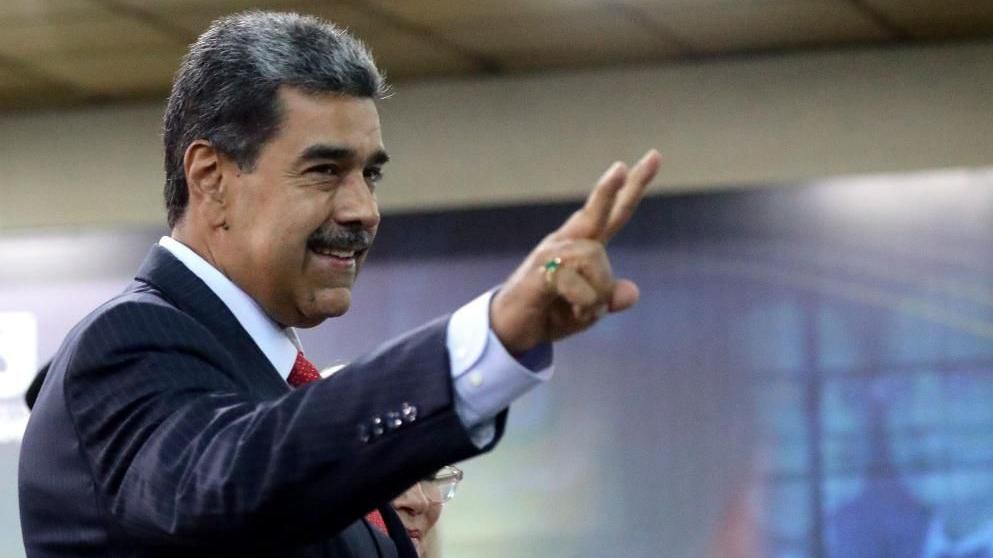 The President of Venezuela, Nicolas Maduro, gestures as he leaves the Supreme Court of Justice (TSJ) in Caracas, Venezuela, 31 July 2024.