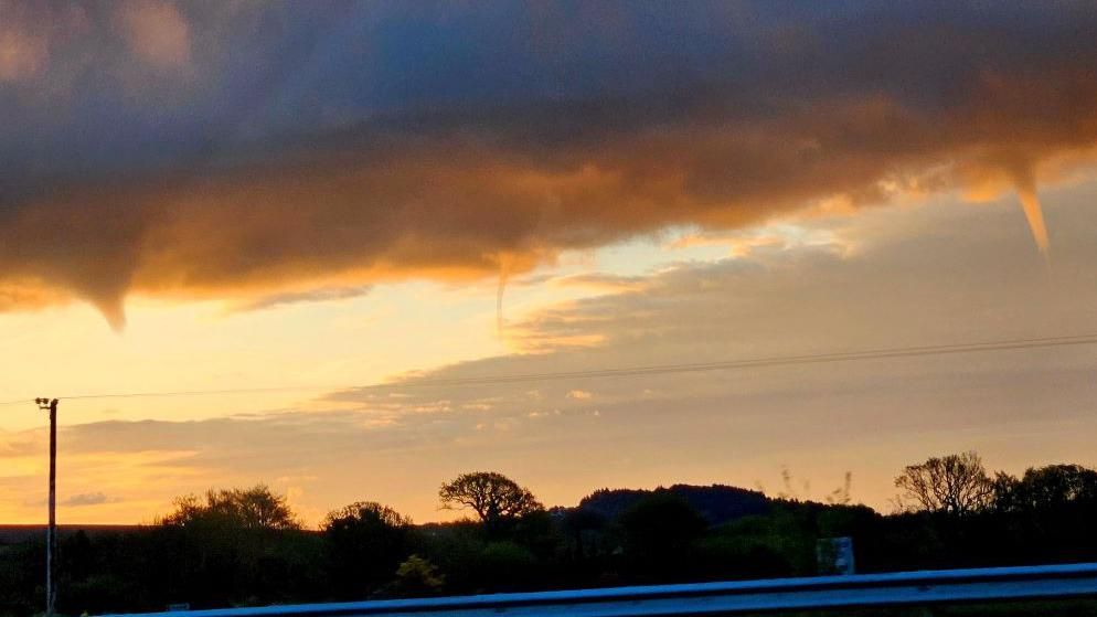 Three funnel clouds in Rathnew in County Wicklow 