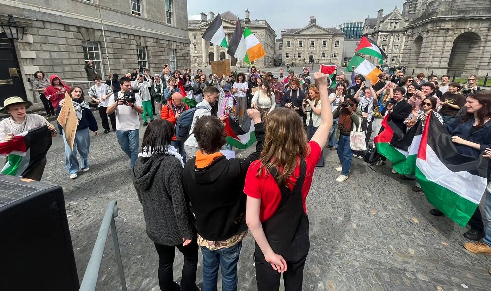 Pro-Palestine protesters at TCD