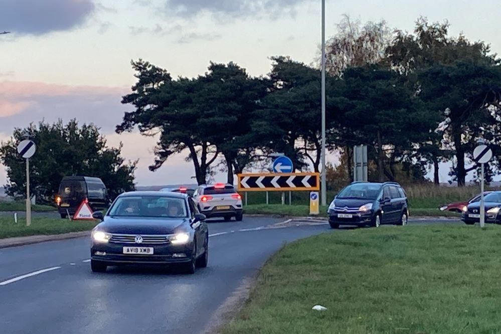 Traffic on the Knight's Hill roundabout