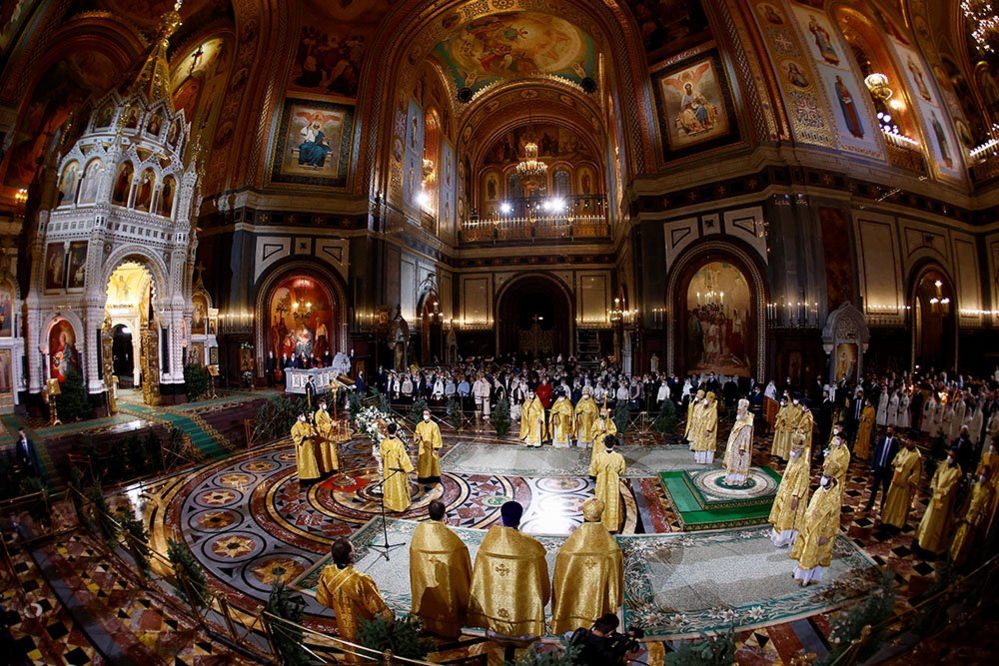 Patriarch Kirill of Moscow and All Russia conducts the Orthodox Christmas service