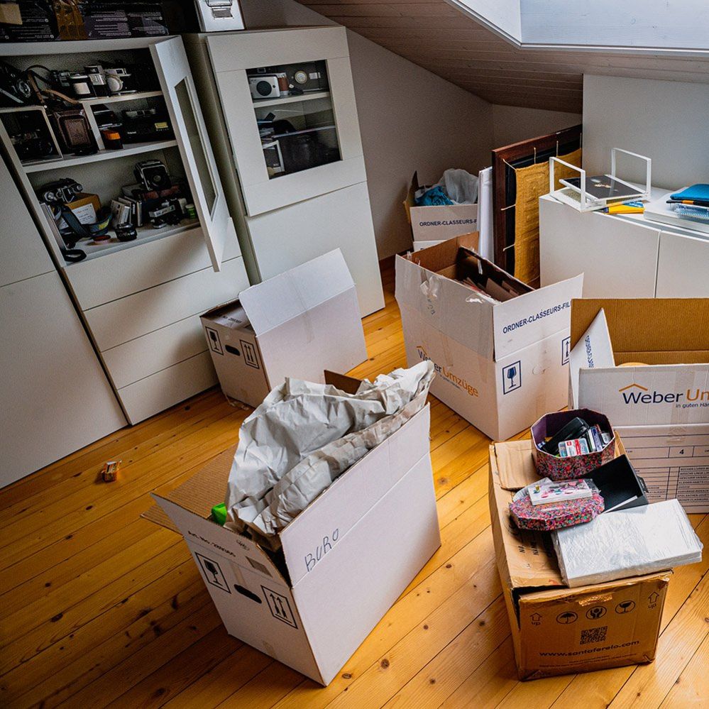 Boxes ready to move home in Zurich, Switzerland