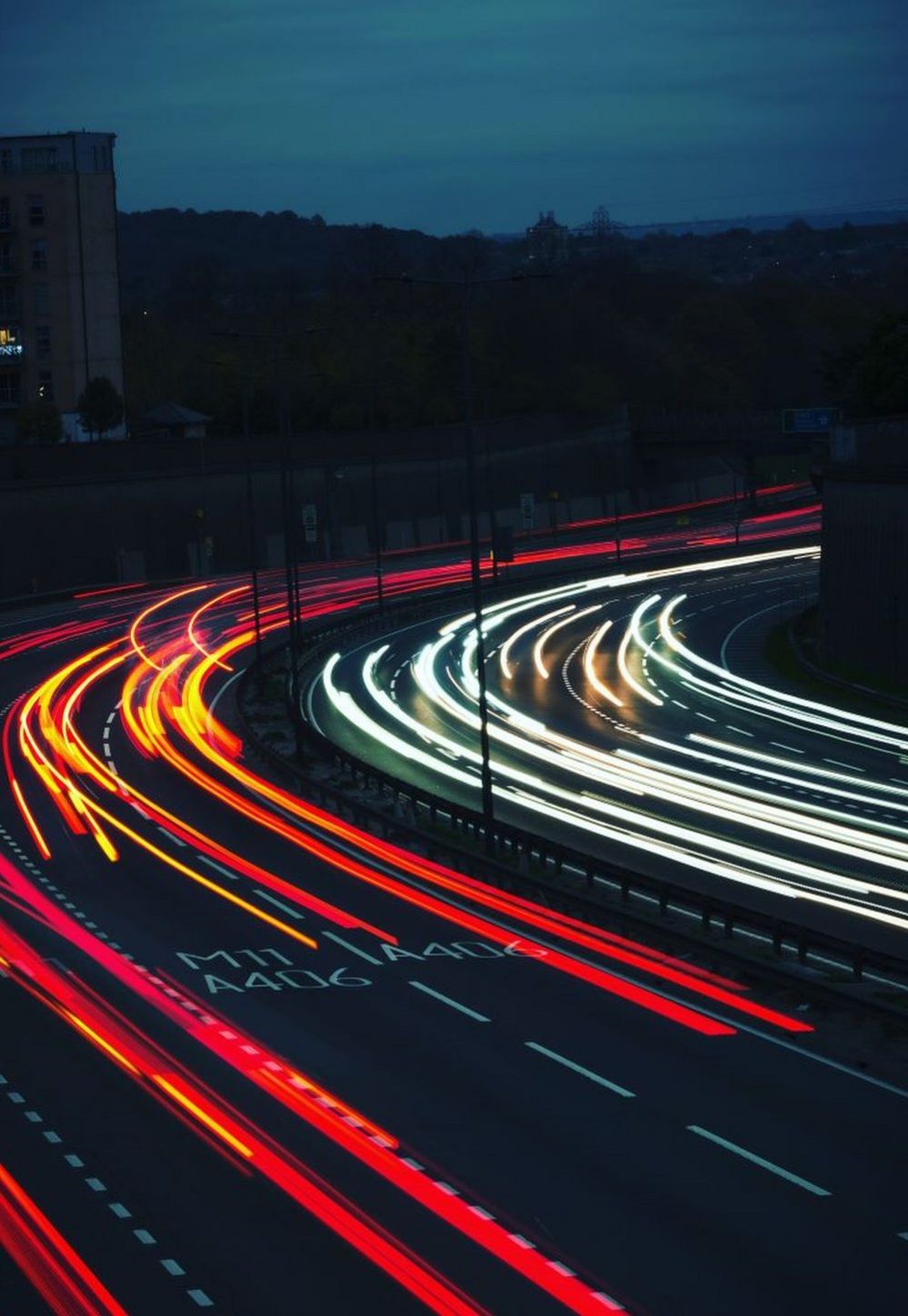 Lights from cars on a motorway