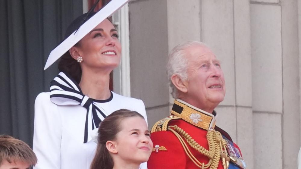The Princess of Wales with King Charles and her daughter Charlotte on Buckingham Palace balcony