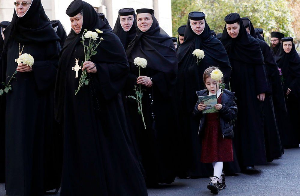 A procession of nuns