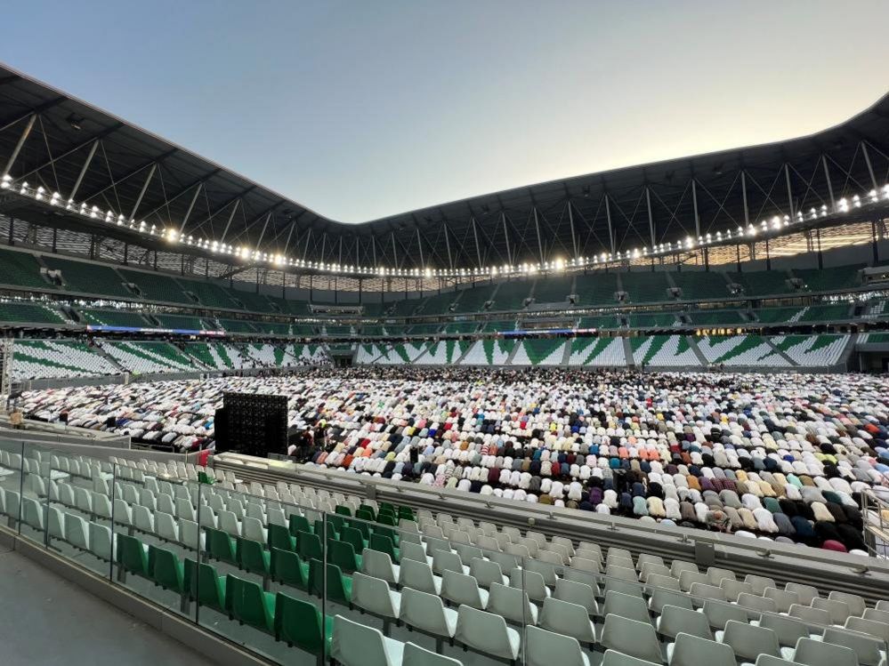 Prayers at Education City Stadium in Qatar