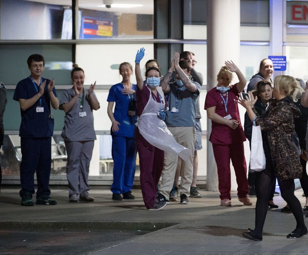 Staff at Royal Liverpool University Hospital applaud