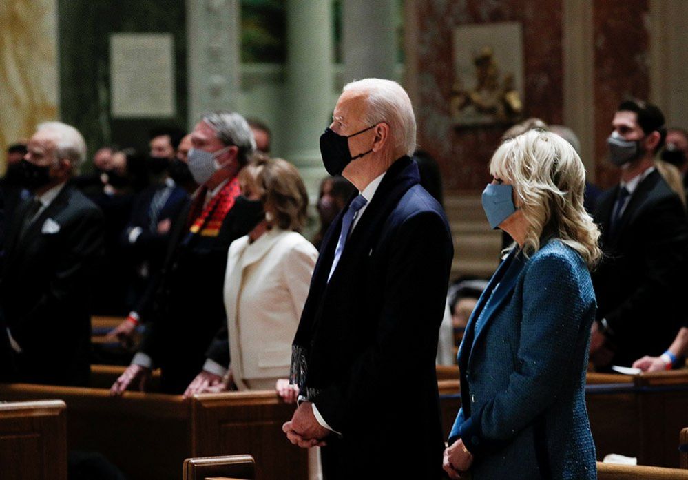 President-elect Joe Biden and his wife Jill Biden attend a church service