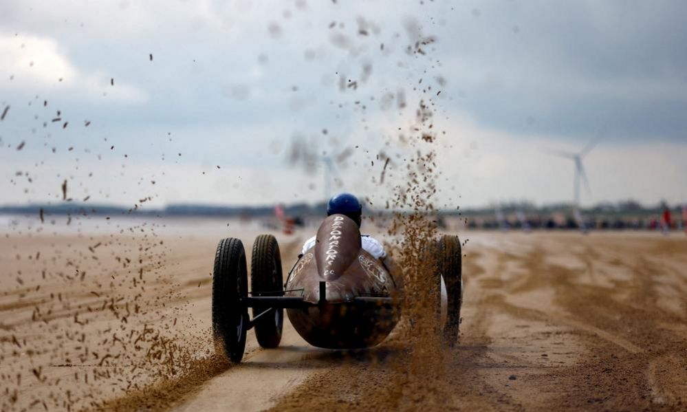 Motor racing connected  a beach