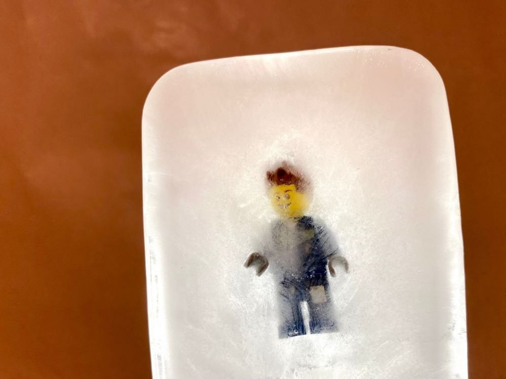 A Lego figure in ice