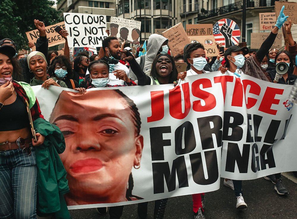 Protester with poster