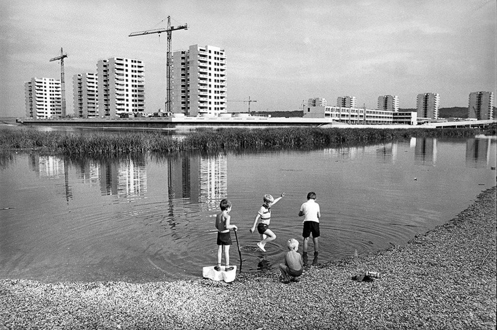 Southmere Lake and Southmere Towers, Thamesmead, Greenwich, London