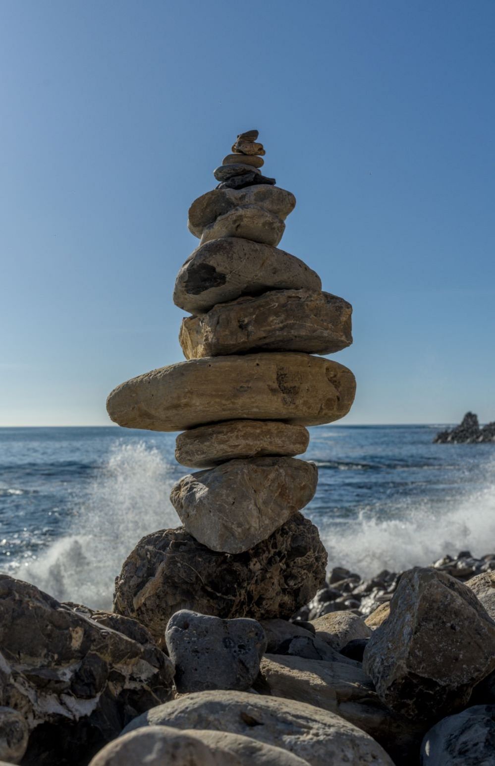 Tower of rocks by the sea