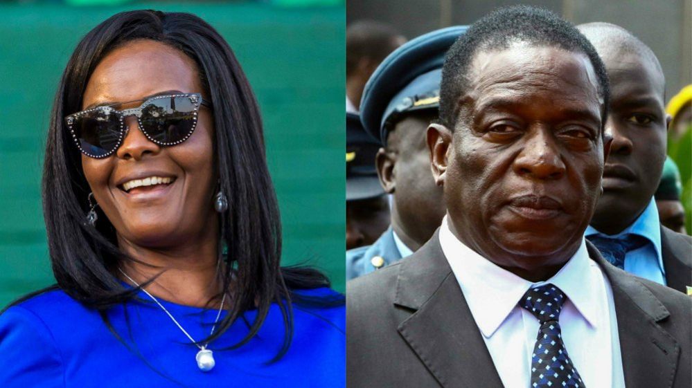 File images of Grace Mugabe and Emmerson Mnangagwa
